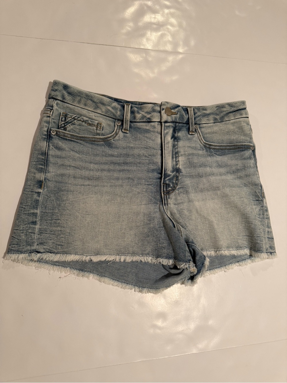 Buckle Light Wash Denim Jean Shorts